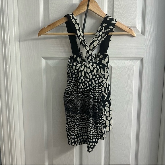 Hunter Bell Blouse Halter Ruffle Black White Dainty Size Extra Small - Picture 3 of 6